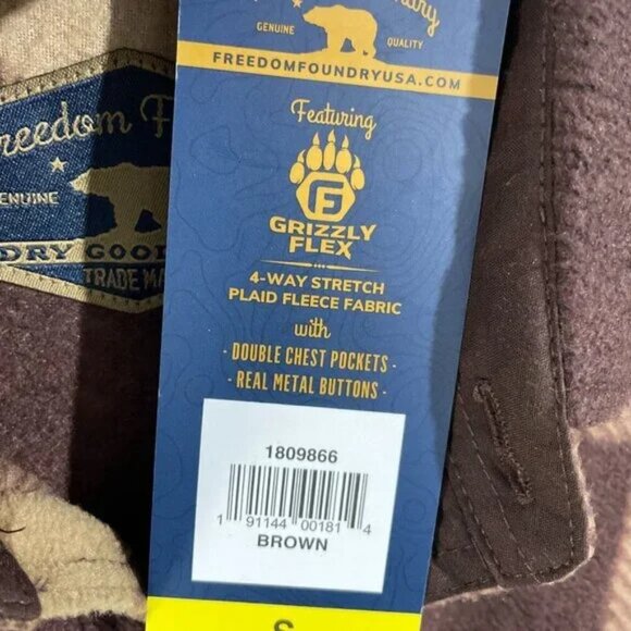 NWT Freedom Foundry Mens S Brown Plaid Fleece Shacket - Picture 6 of 6